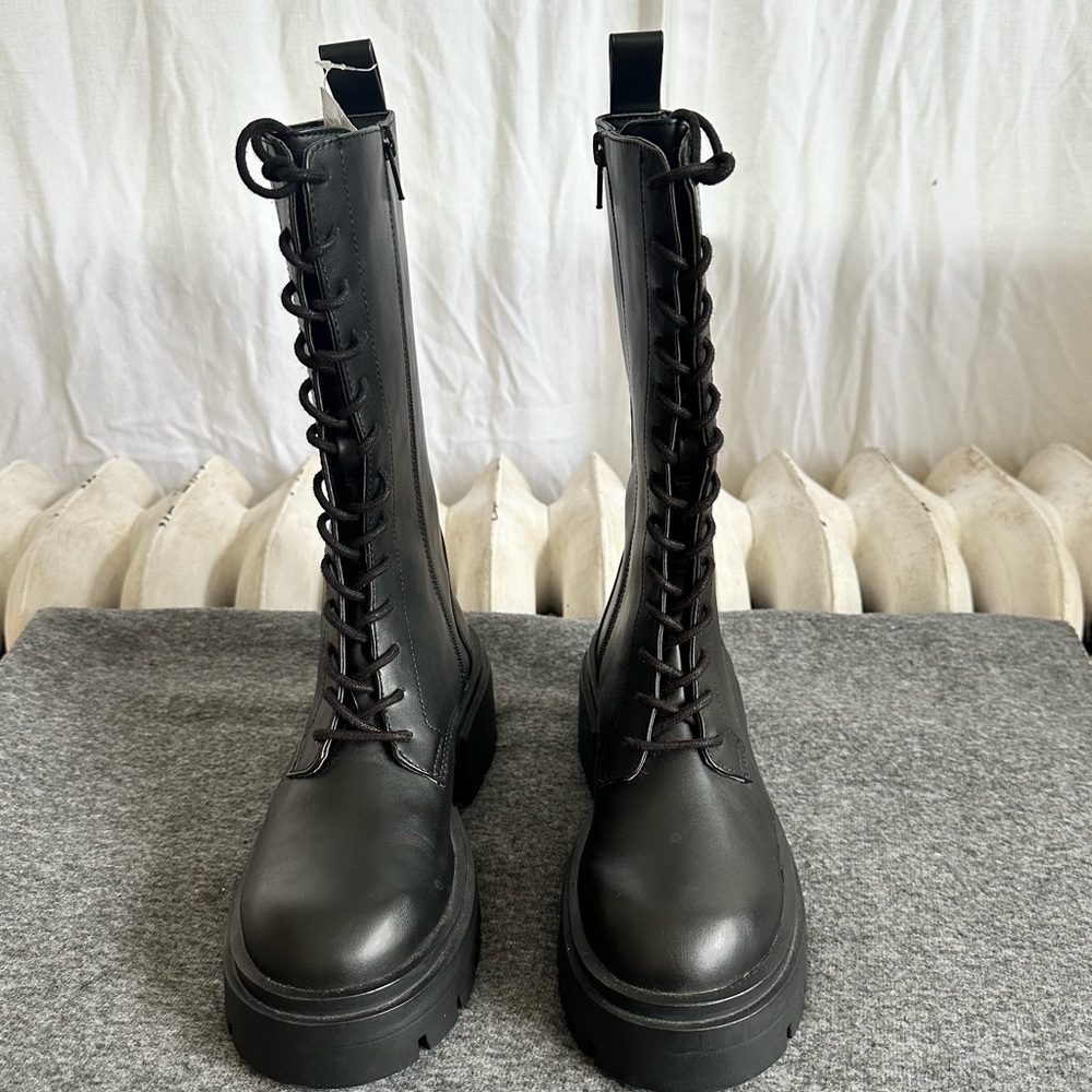 H and M black lace up boots
